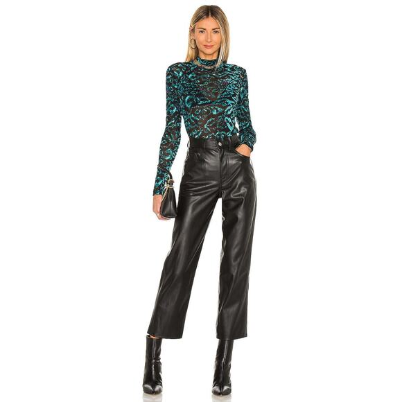 Diane von Furstenberg Remy Mesh Top Mock Neck Sheer Leopard Snake Patina Medium - Picture 14 of 14